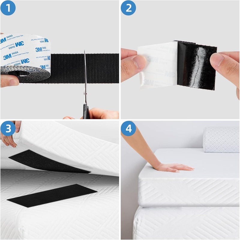 Surekeep Hook and Loop Tape 2" x 12ft, Self Adhesive Strips with Strong 9448A Backing, Interlocking Nylon Fabric Fastener for Floor Mats, Tools, Signboards, Garage, Office Black - Image 4